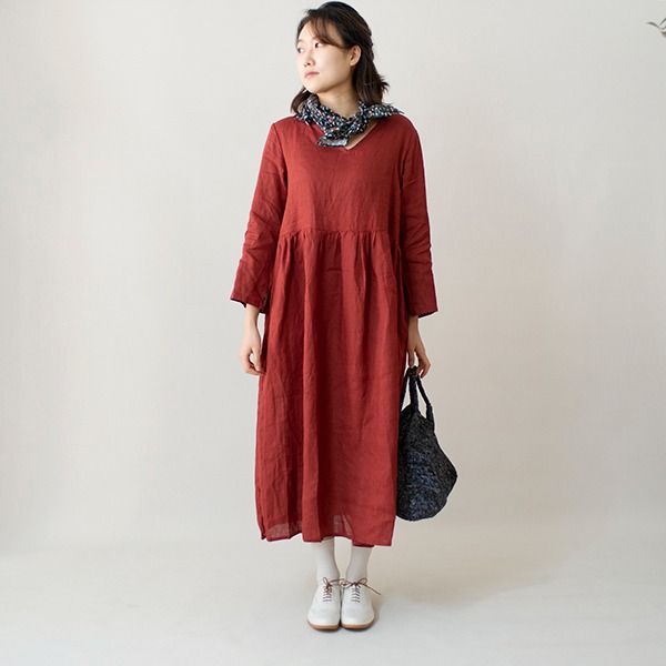 Fog Linen  aila dress brick red