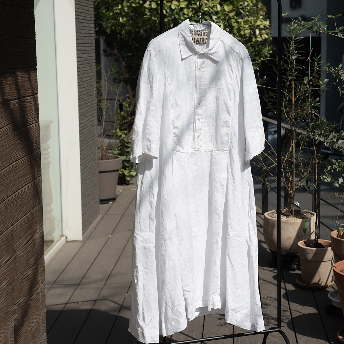 Vincent Jalbert Plastron Dress linen ( natural, white)