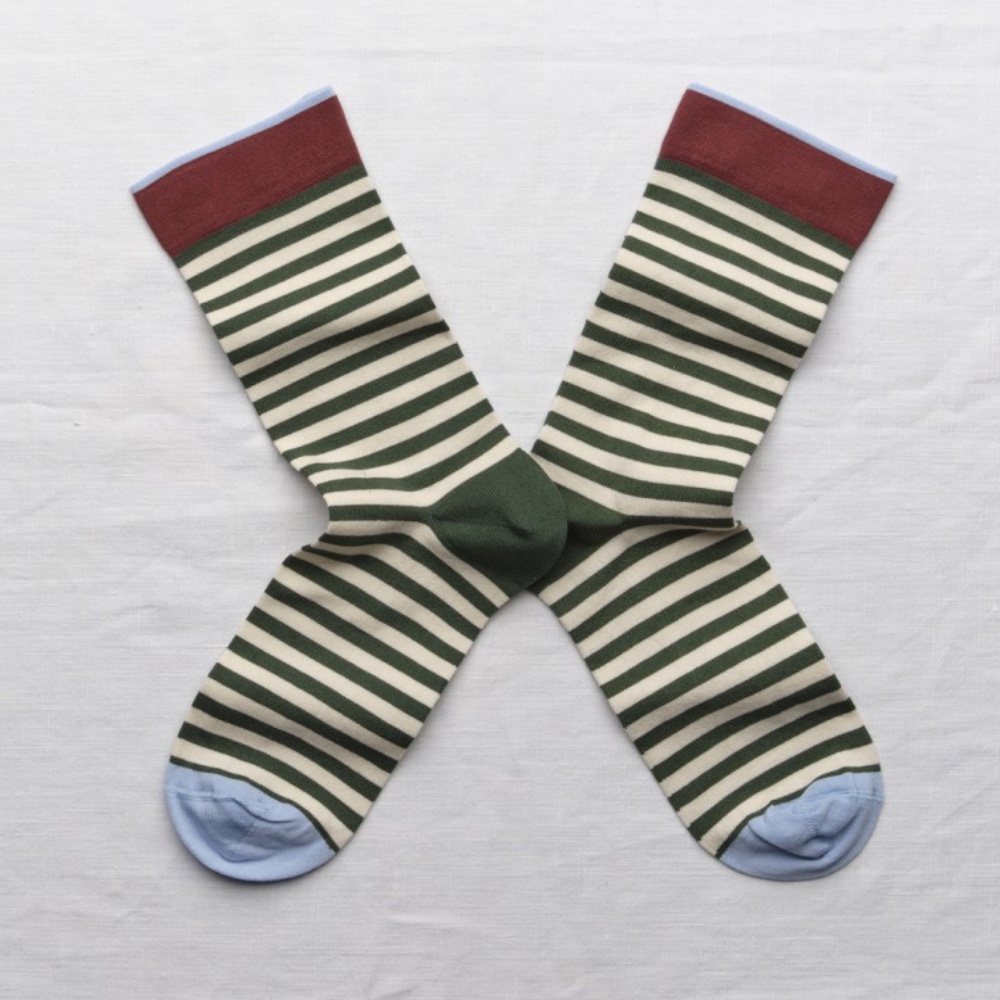 Bonne Masion Socks Stripe Spruce