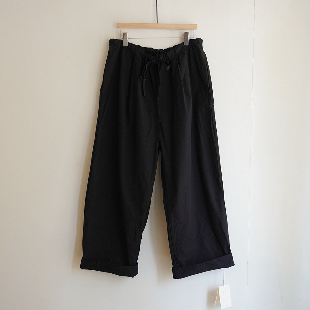 Scha Deep pockets Wide Leg Pants Long paper cotton (black)